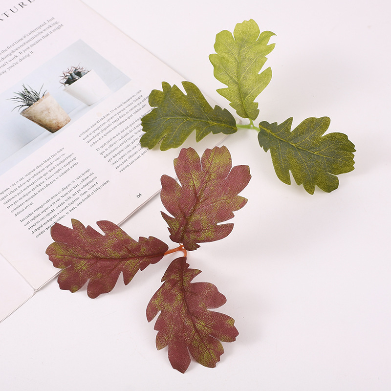 仿真枫叶绿色植物圣诞节节日纯手工装饰拍照摄影道具人造叶片