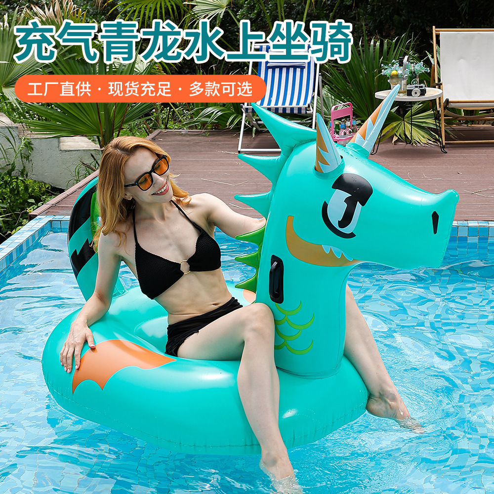 Cross-border new product: Little Green Dragon Mount, adult Internet celebrity dinosaur float, foldable lounge chair, pvc water toy, photo shoot details Picture