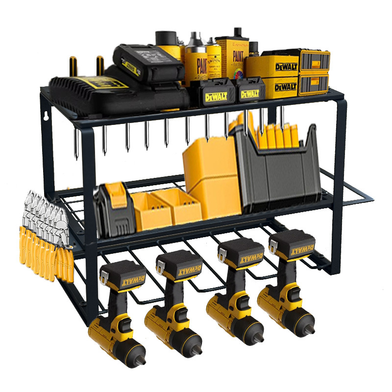The Amazon 2-layer four-slot wall-mounted metal electric drill tool rack is suitable for storage in workshops and garages