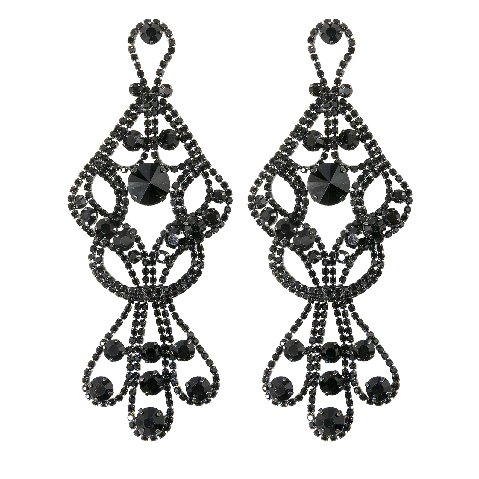 Cross-border exaggerated colored diamond earrings, European and American fashion AB diamond shiny long pendant design sense diamond-encrusted claw chain jewelry Item Picture