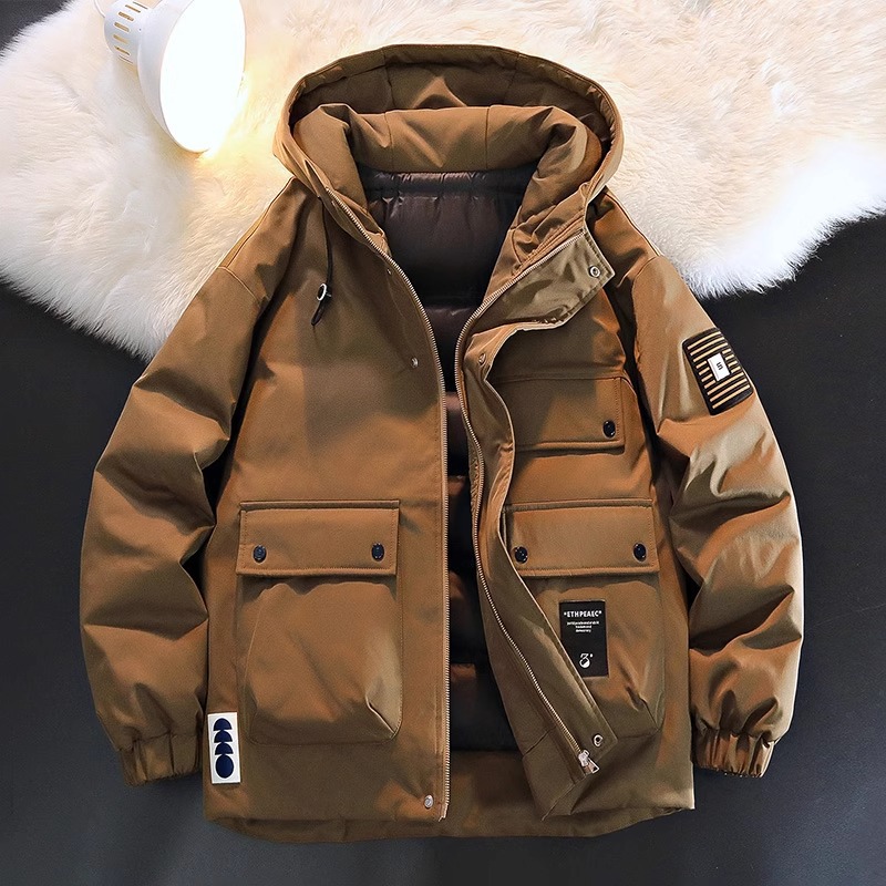 NASA white duck down jacket Men's Autumn and Winter 2024 New thickened cold-resistant winter wear hooded work jacket Specification image