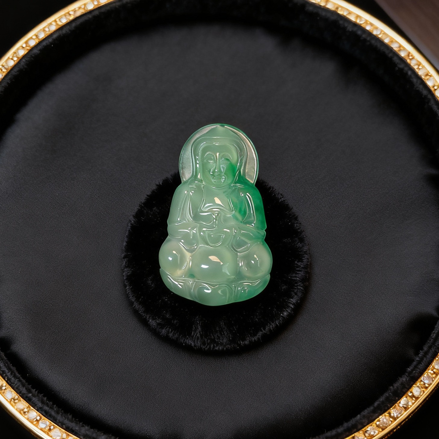 Natural African jadeite Guanyin pendant for men and women necklace pendant material, handcrafted diy jewelry accessory wholesale Application Scenario