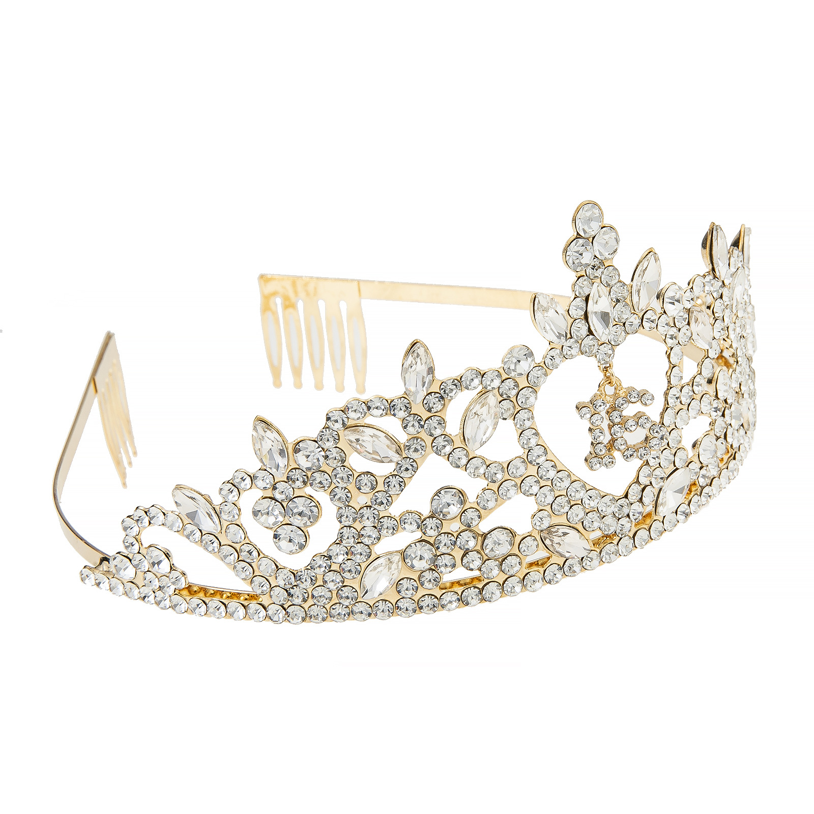 European and American cross-border design sense diamond-encrusted 15-16-year-old digital pendant water diamond crown birthday party headwear crown details Picture