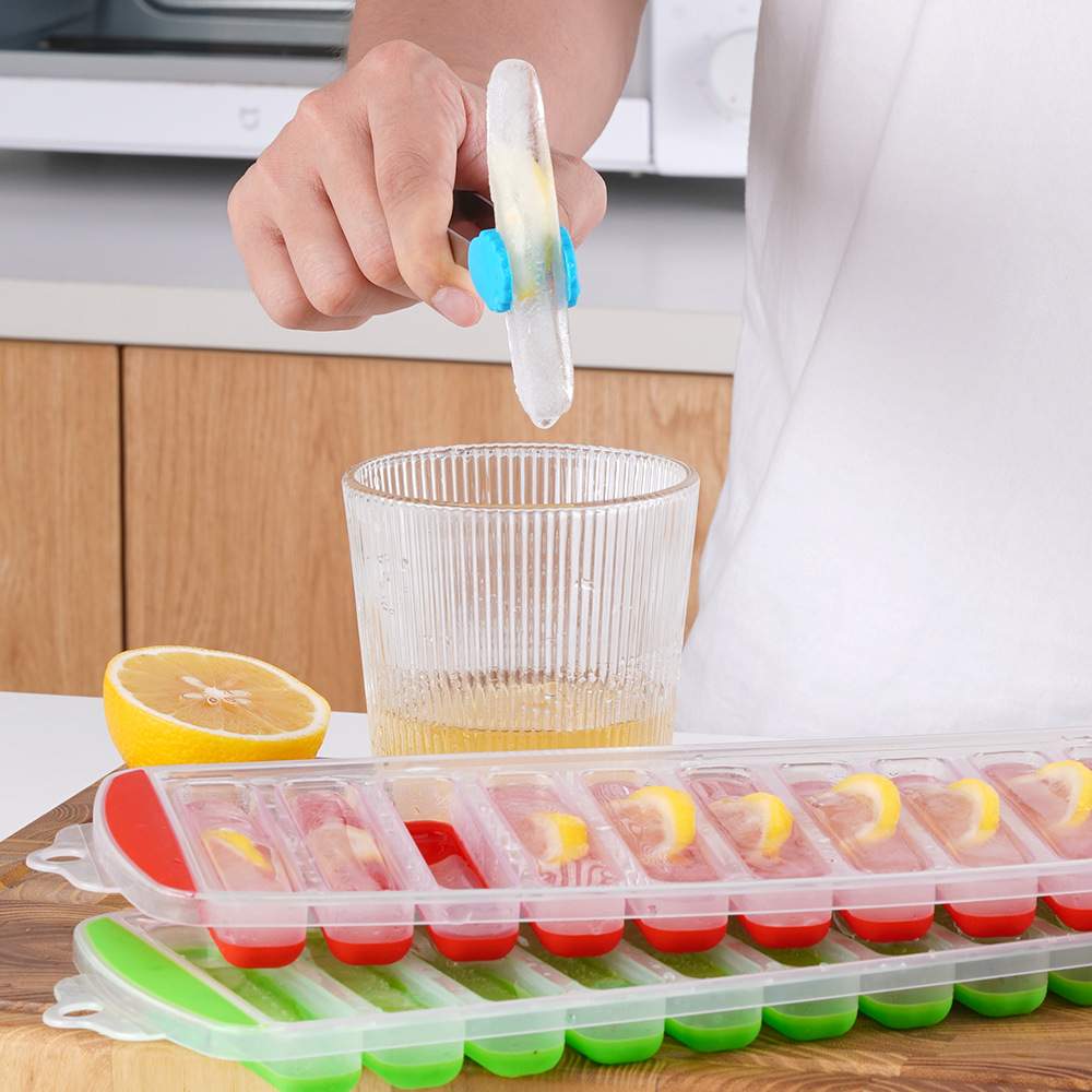 Long ice cube mold with lid, easy to demold, home homemade bar ice box, whisky ice hockey cube tray details Picture