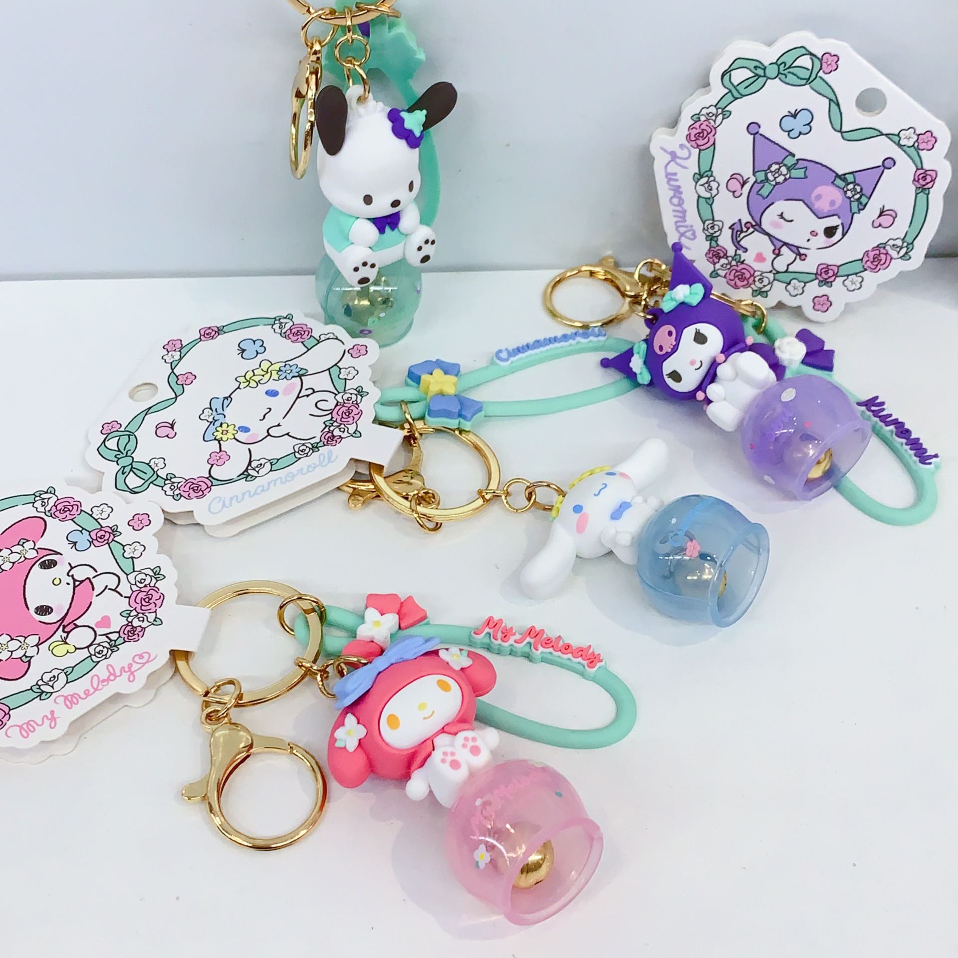 Genuino sanrio flower town wind bell colgante melody ti kulomi jade laurel perro pacha perro llavero colgante details Picture