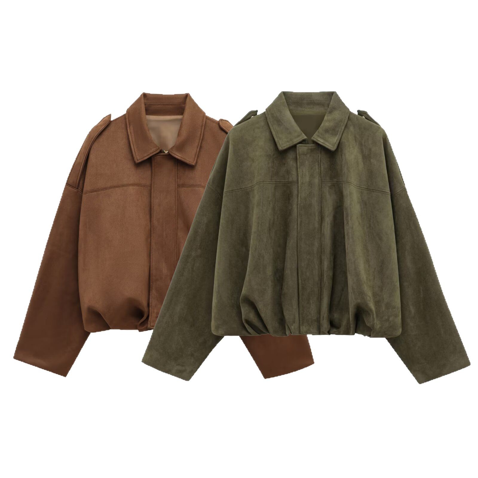 European and American cross-border women's clothing 2025 early spring new fashion fleece texture effect pilot jacket jacket top Item Picture
