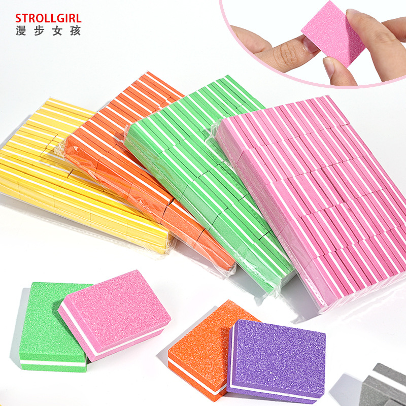 迷你小方块指甲锉海绵两面打磨修型搓条美甲批发磨甲打磨抛光