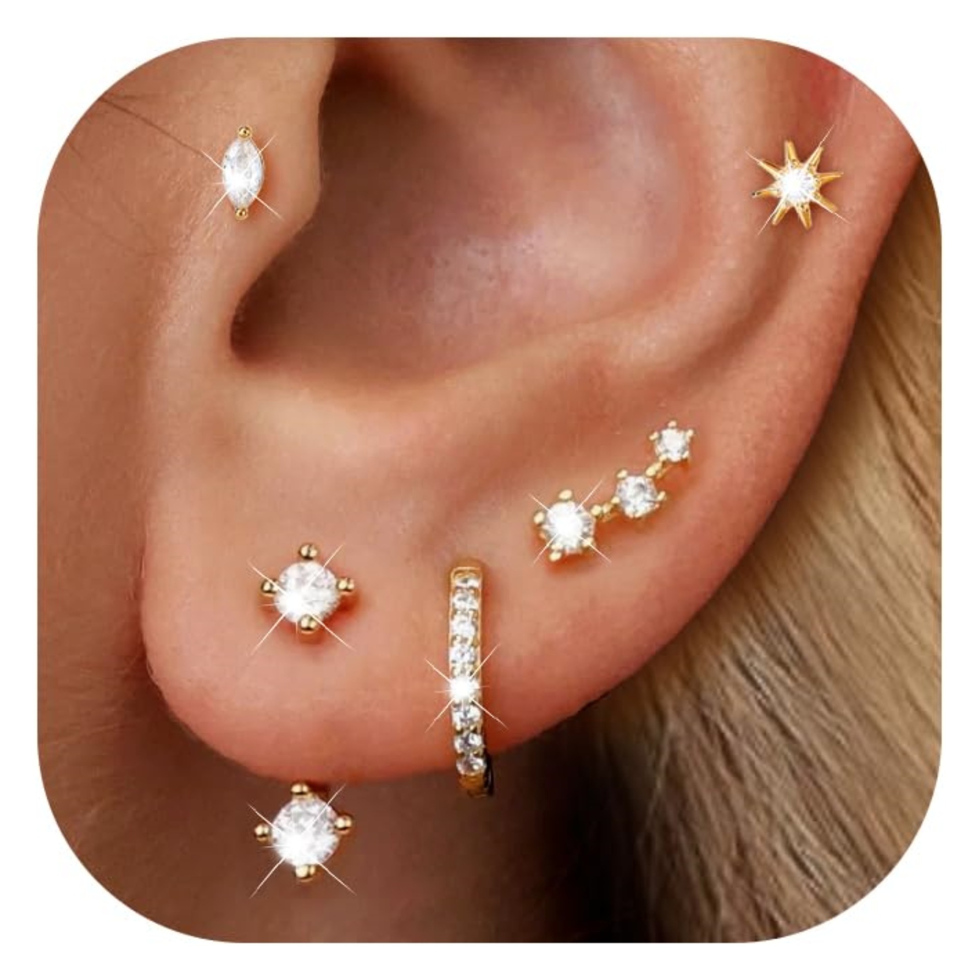 A popular cross-border bestseller set of genuine gold, brass, electroplated, niche, high-end and versatile design with zircon inlays