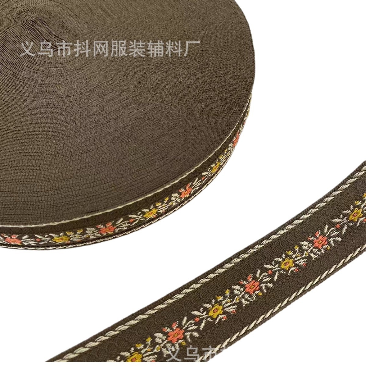 2.5cm hecho a mano DIY lazo jacquard bordado correas adornos para el pelo tocados bolsa tira lateral caja de regalo cinta de embalaje Item Picture
