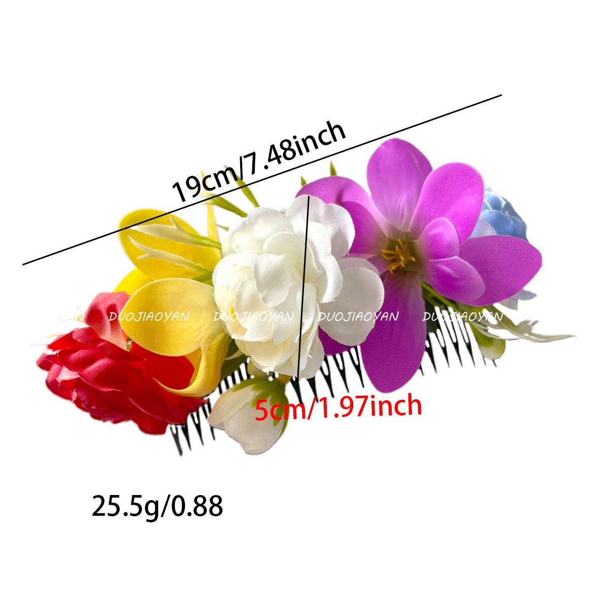 New large flower hair comb, realistic fabric flower three-dimensional accessory, Hawaii Beach gorgeous flower vacation hair accessory for women Item Picture