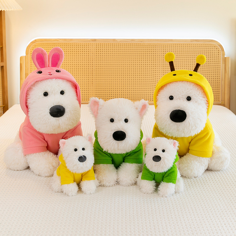 帽衫西高地狗狗毛绒玩具公仔批发新款动物玩偶抱枕儿童安抚娃娃细节图