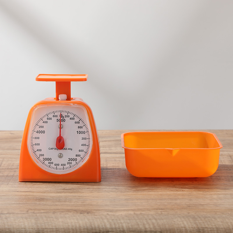 Mechanical small square kitchen spring food scale, household scale, plastic dial scale, fruit tray scale, household pointer spring scale details Picture