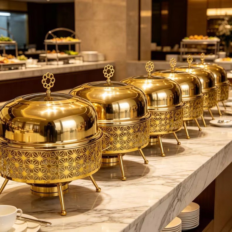 Foreign trade cross-border golden luxury hanging buffet stove Hotel restaurant wedding banquet