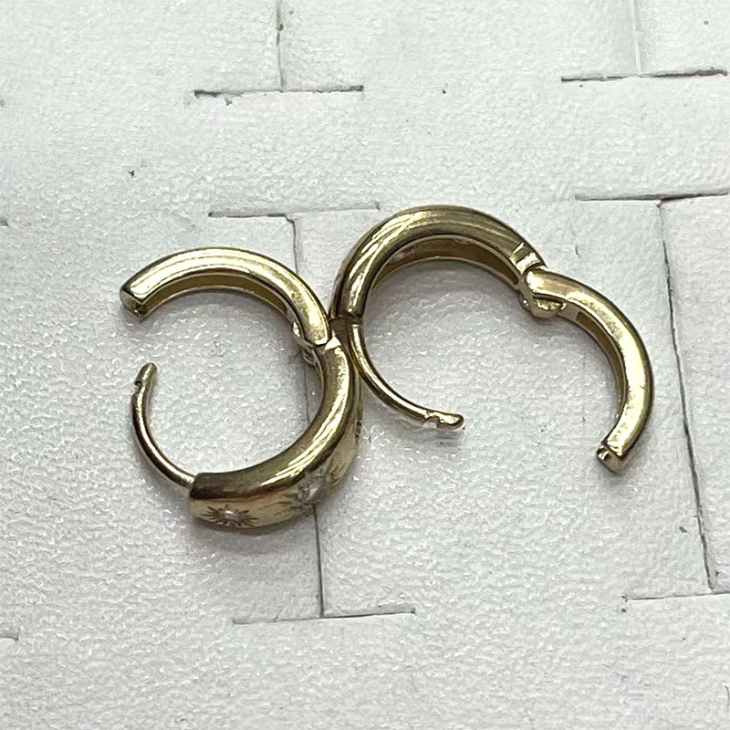 Cross-border bestsellers, Instagram-style earrings, versatile, simple and fashionable, golden earrings, round gold-plated earrings