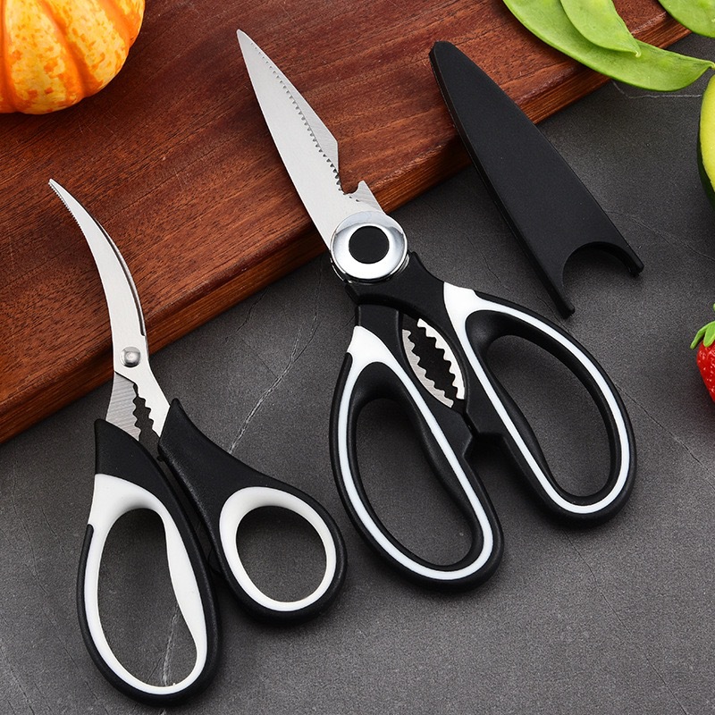 多功能鸡骨剪刀开瓶器核桃夹配刀套剪刀海鲜剪熊猫剪厨房专用剪刀产品图