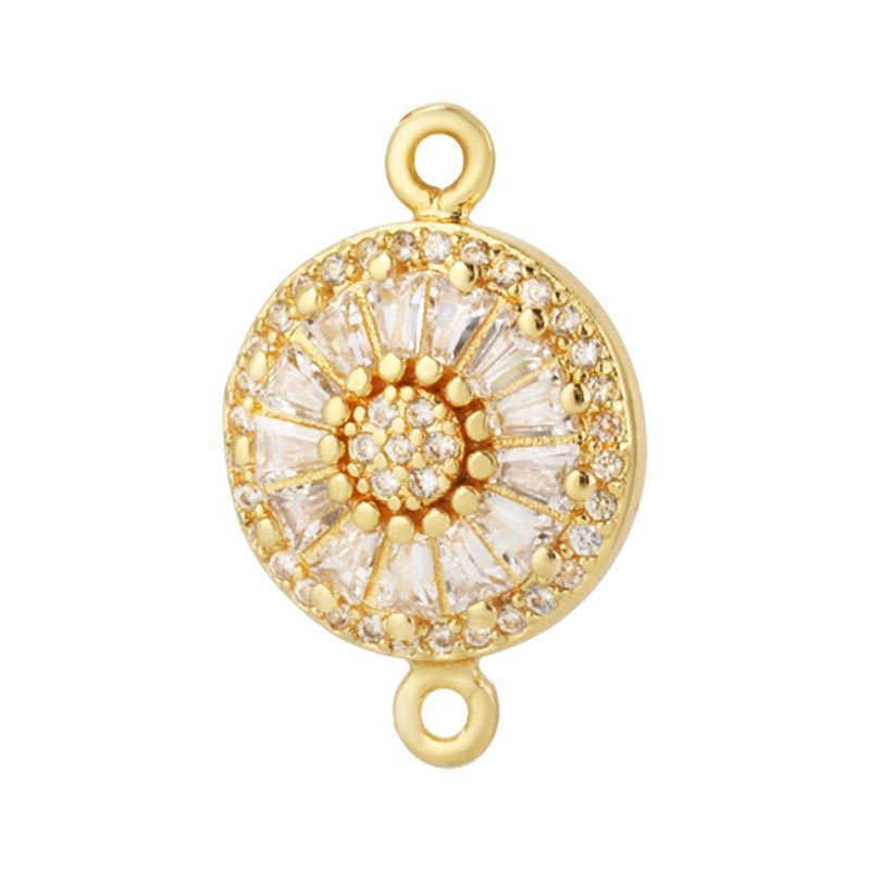 Copper micro-inlaid zircon colored six-star sunflower pendant, diy jewelry, earrings, necklace, bracelet connection material Item Picture