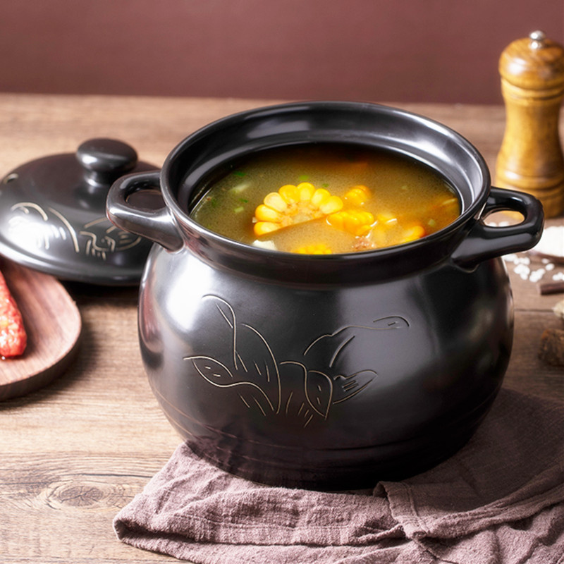 Jinhua lithium porcelain clay pot stew pot for making soup, household gas ceramic clay pot, high-temperature resistant earthenware pot, gas stove soup pot Specification image
