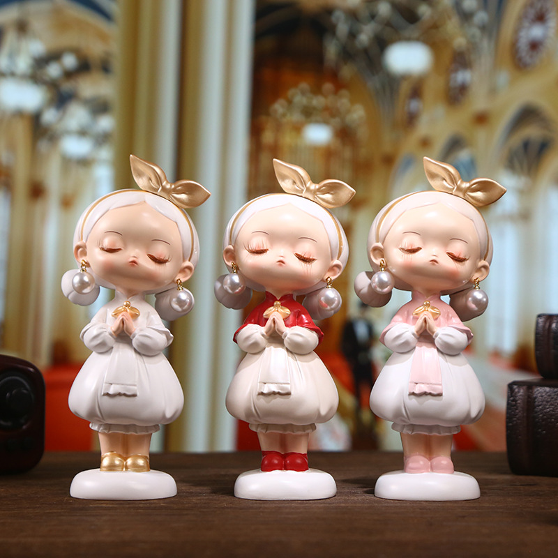 Pearl Girl Muguang Decorative items, Nordic style creative home living room and bedroom decorative items, cartoon cute decorative items