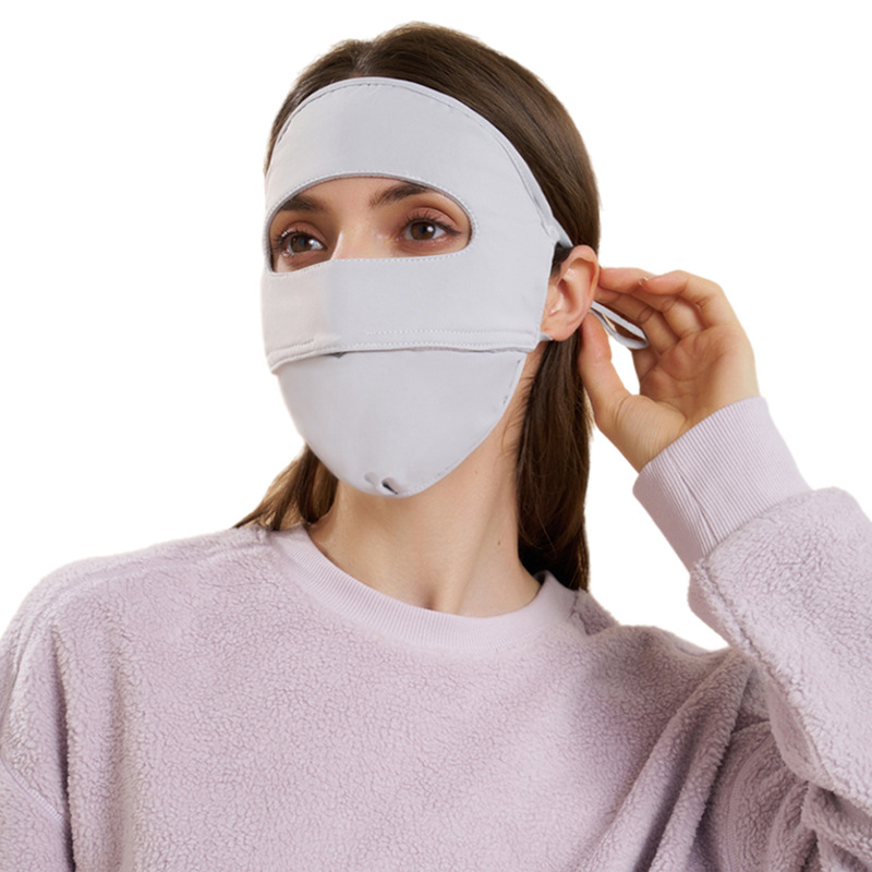 加厚加绒骑行保暖全脸面罩男女秋冬防紫外线遮脸防风防寒防尘口罩白底实物图