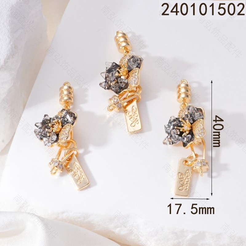 18K gold color-preserving inlaid zircon plum blossom connection at the end pearl buckle bracelet necklace, universal buckle diy jewelry accessory