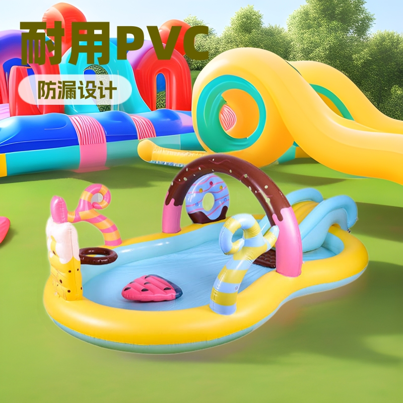 家用户外充气滑梯pvc马戏团田园水池沙漠城堡家庭喷水池跨境热销