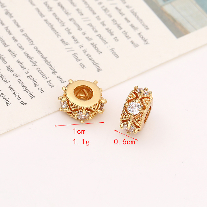Simple gold micro-inlaid zircon wheel large-hole spacer beads diy bracelet bracelet beads gasket jewelry accessories wholesale Application Scenario