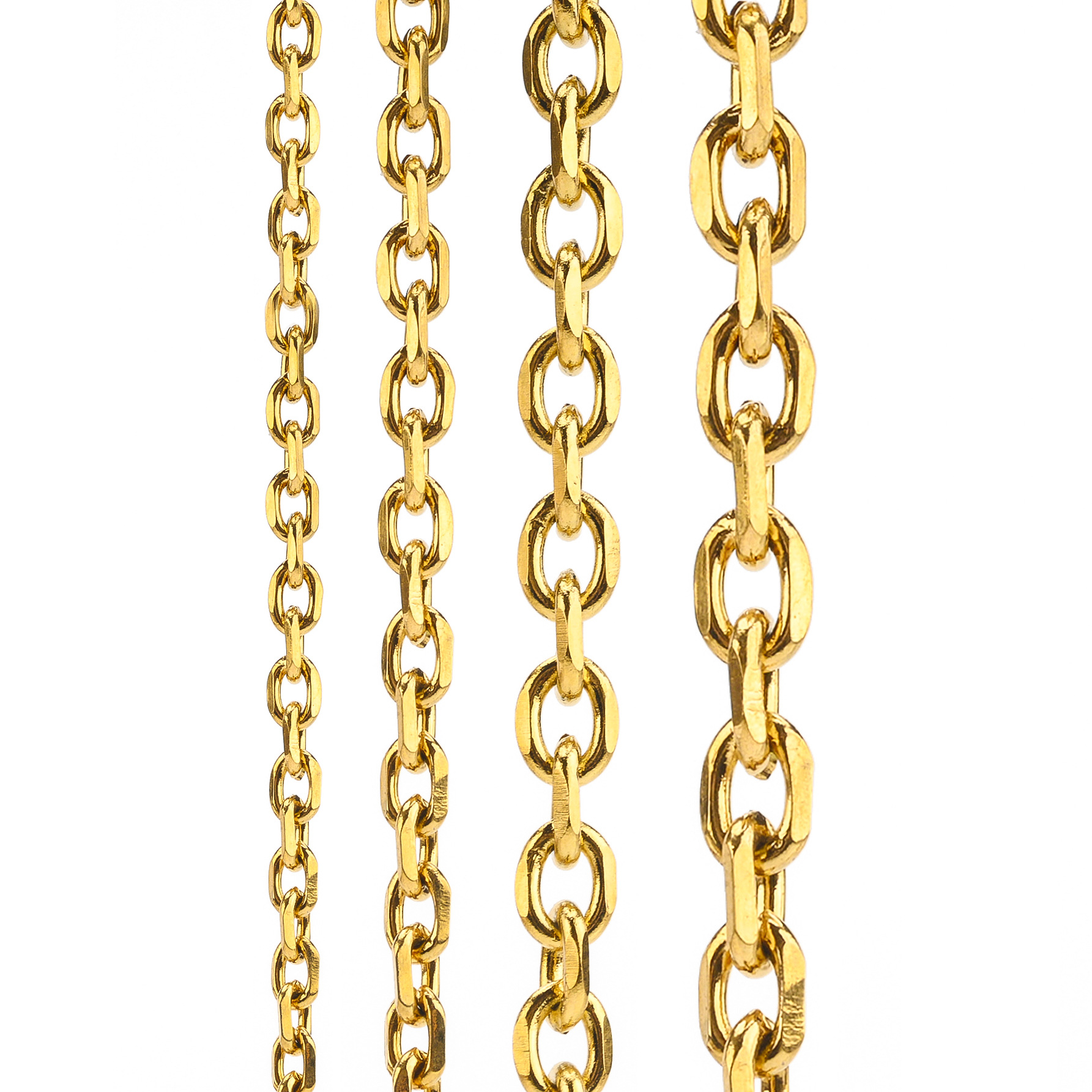 Stainless steel chains, vacuum electroplated O-shaped chains, corner engraving, jewelry, DIY accessories, clothing, shoes, bags, five-color bracelets
