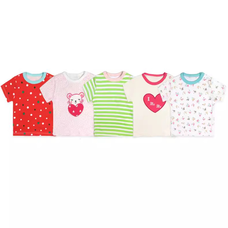 Customized short-sleeved shirts of Class a for infants and toddlers, summer short-sleeved shirts for children, round-neck short-sleeved shirts for children details Picture