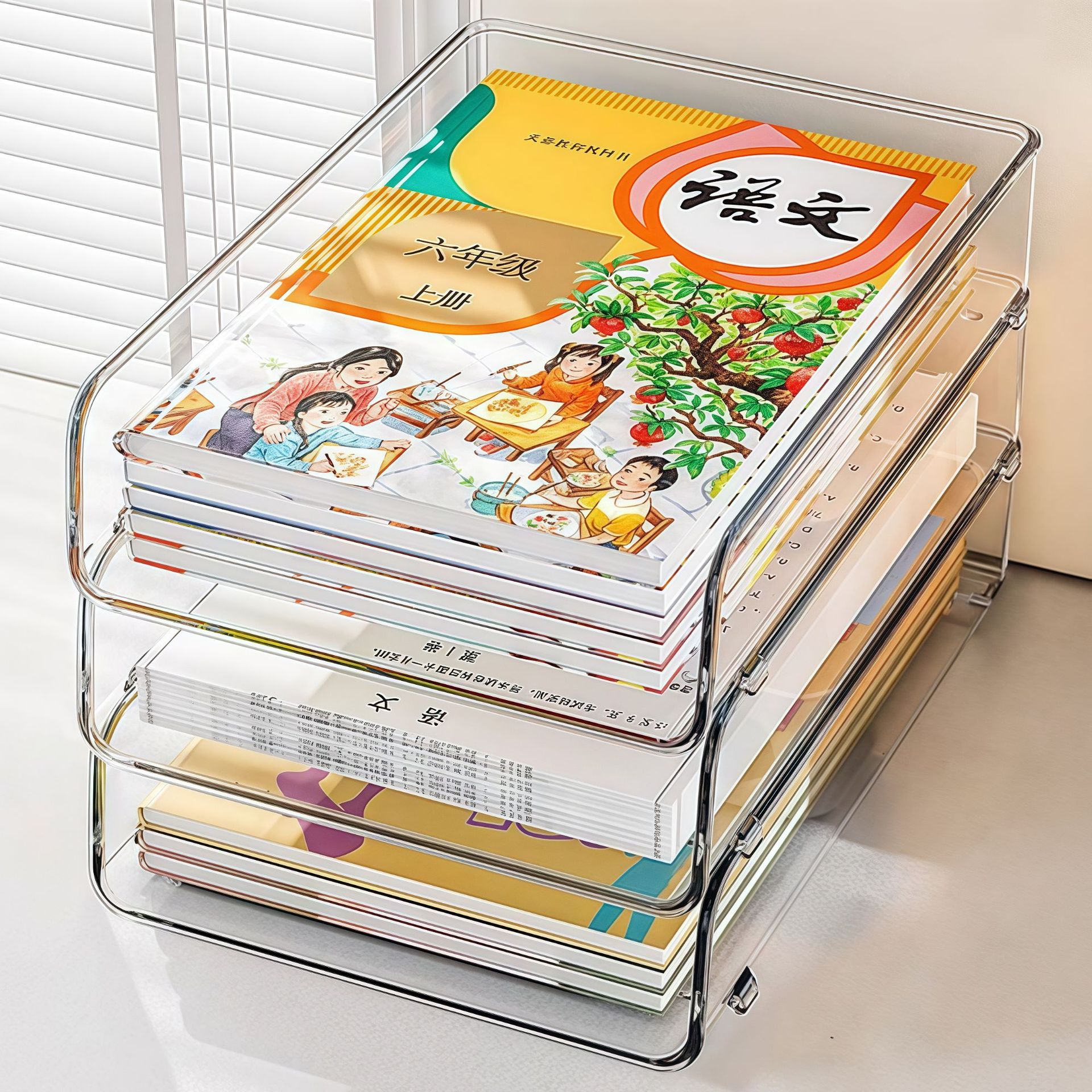 Desktop transparent storage rack, document, stationery and book storage rack, office multi-layer acrylic storage and organization box Desktop transparent storage rack, document, stationery and book storage rack, office multi-layer acrylic storage and organization box
