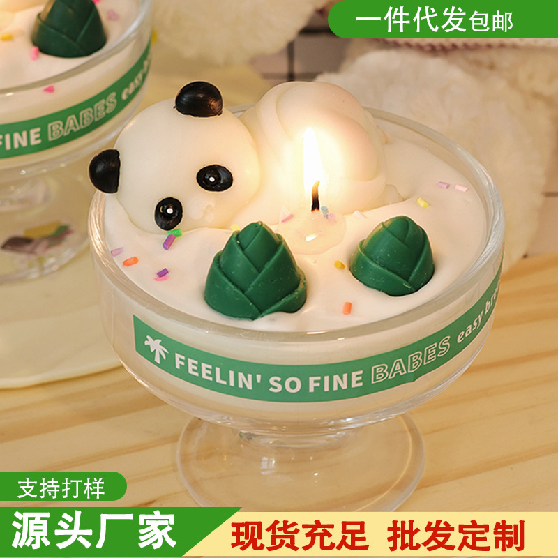 Cute Panda-Shaped Bamboo Shoot Birthday Gift, Christmas Scented Candle Souvenir, Cross-Border Handmade Christmas Fragrance