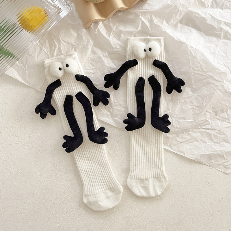 Colorful dopamine black coal ball cartoon doll socks for parents and children, cute ins trendy baby mid-calf socks Specification image