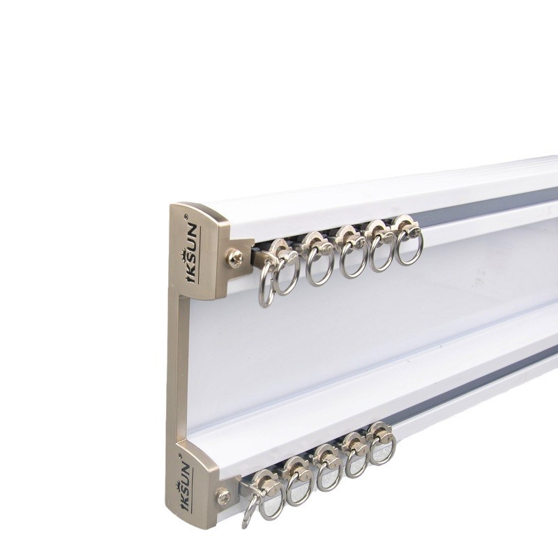 加宽大尺寸连体双轨窗帘轨道主体安装简便耐用白底实物图