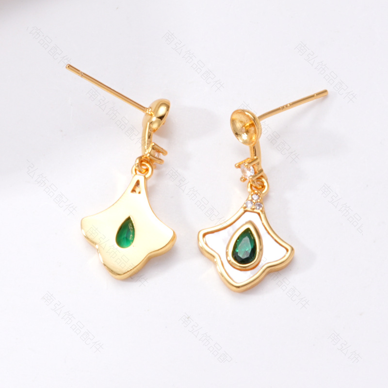 S925 Silver Needle Pearl Stud Earrings, micro-inlaid natural white shell butterfly semi-finished earrings, hollow base diy accessories Application Scenario