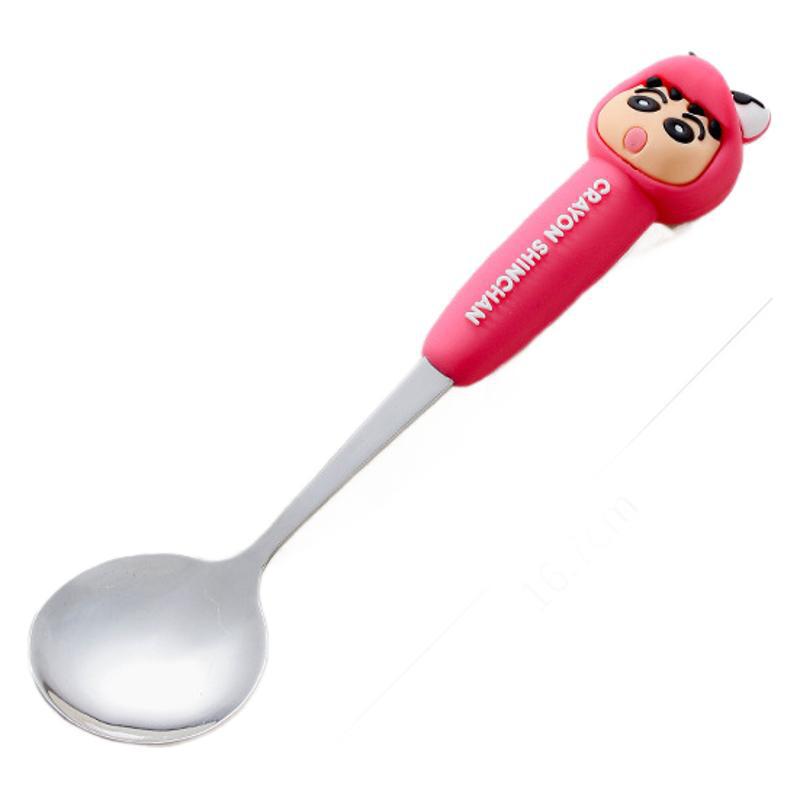 Cute Crayon Shin-chan, high appearance level children's spoon and fork, household dining 304 stainless steel watermelon spoon and small spoon Item Picture
