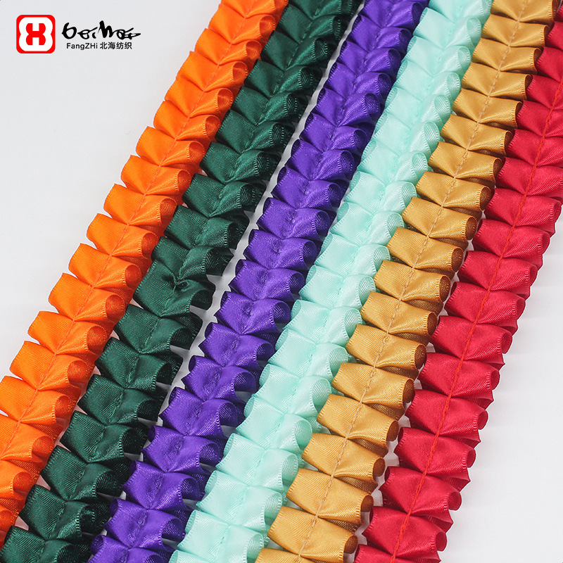 厂家批发2.5cm宽双涤荷叶边褶皱织带DIY手工服装辅料装饰花边丝带