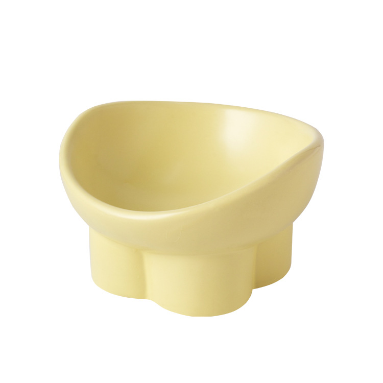 Cat bowl, ceramic food bowl, water bowl, cervical vertebrae protection, high legs, slanted mouth, cat drinking bowl, pet bowl, dog rice bowl, food basin Item Picture