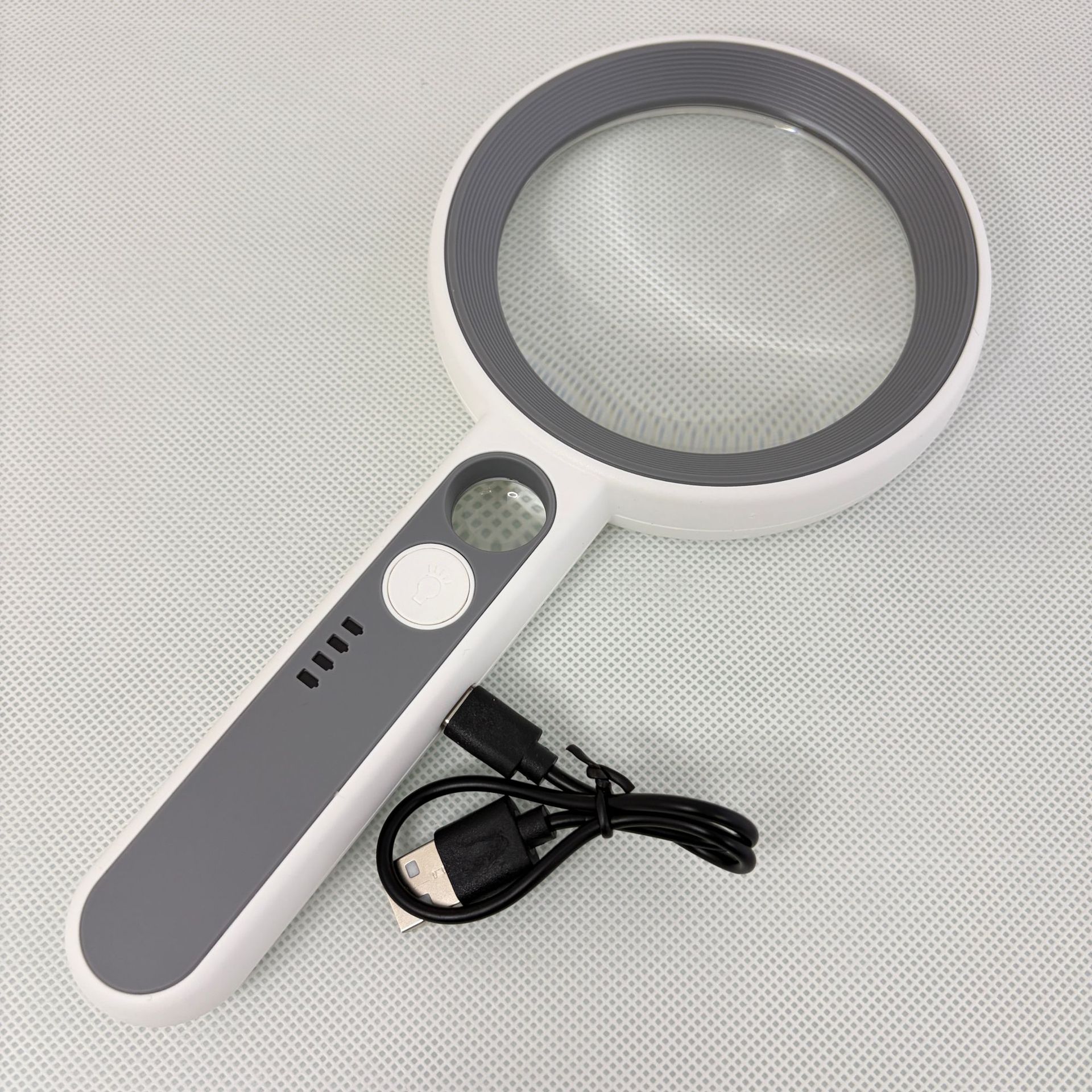 New 20-LED light strip battery level display handheld charging aspheric high-definition reading gift magnifying glass Specification image