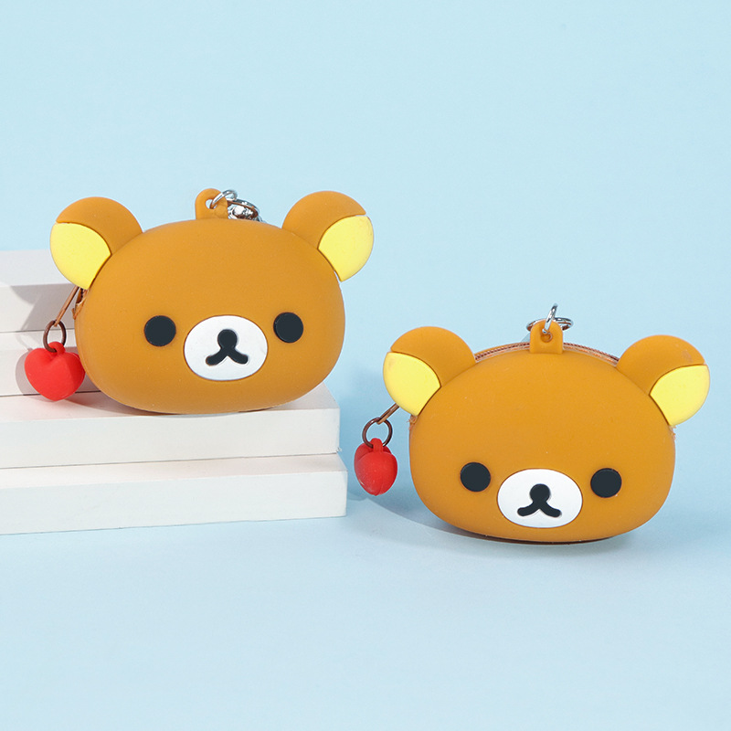 韩版ins卡通轻松熊硅胶零钱包小挂件可爱迷你随身硬币耳机收纳包