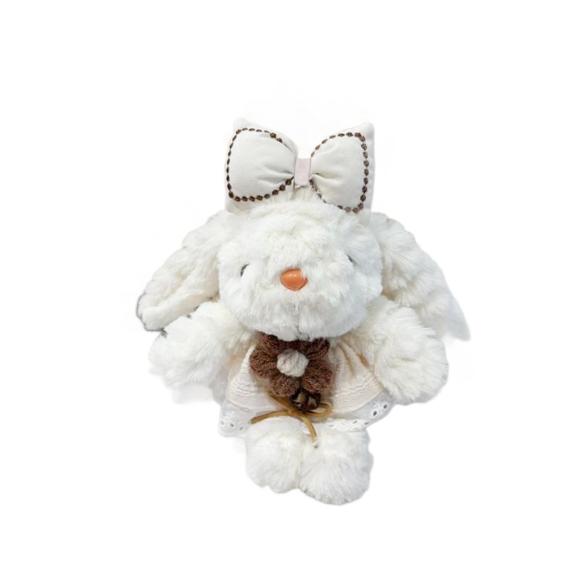 多巴胺格子长耳兔包包挂件小饰品可爱钥匙扣公仔玩偶兔子毛绒玩具白底实物图
