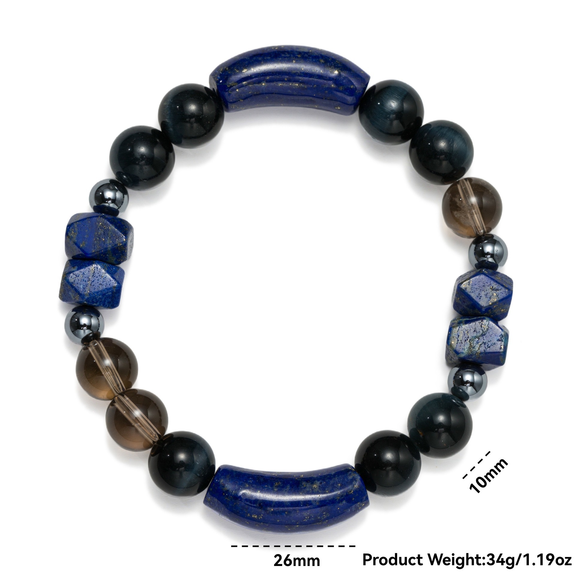 Curvo de piedra natural jinyao blue gold mancuernas de mano para hombres y mujeres de alto nivel sentido de diseño sentido pulsera de cuentas turquesa perlas de cristal Specification image