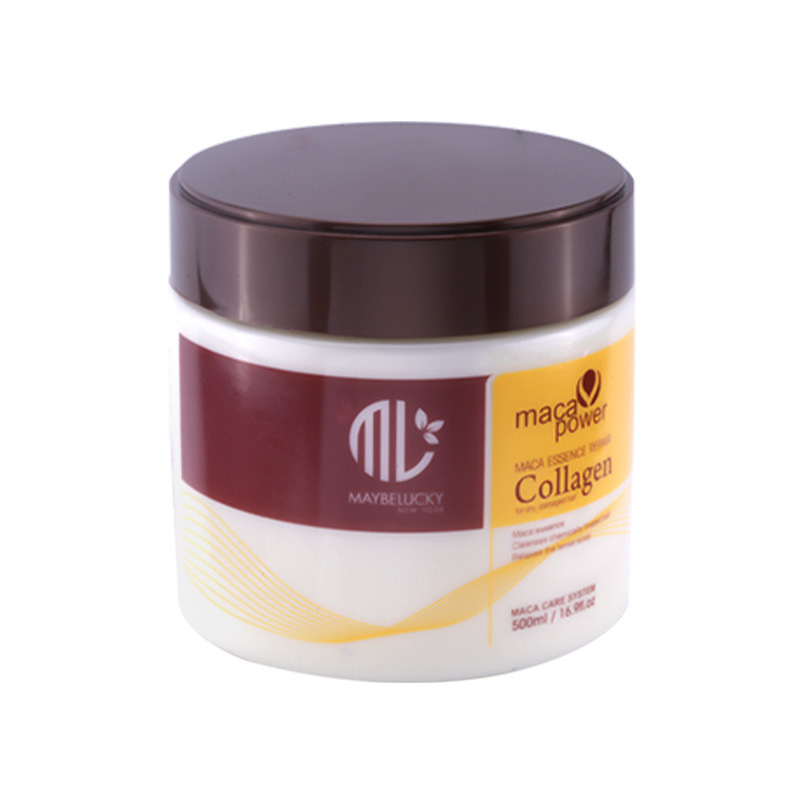 跨境新品MAYBELUCKY胶原蛋白发膜玛卡精华发膜滋润修复头发护理白底实物图