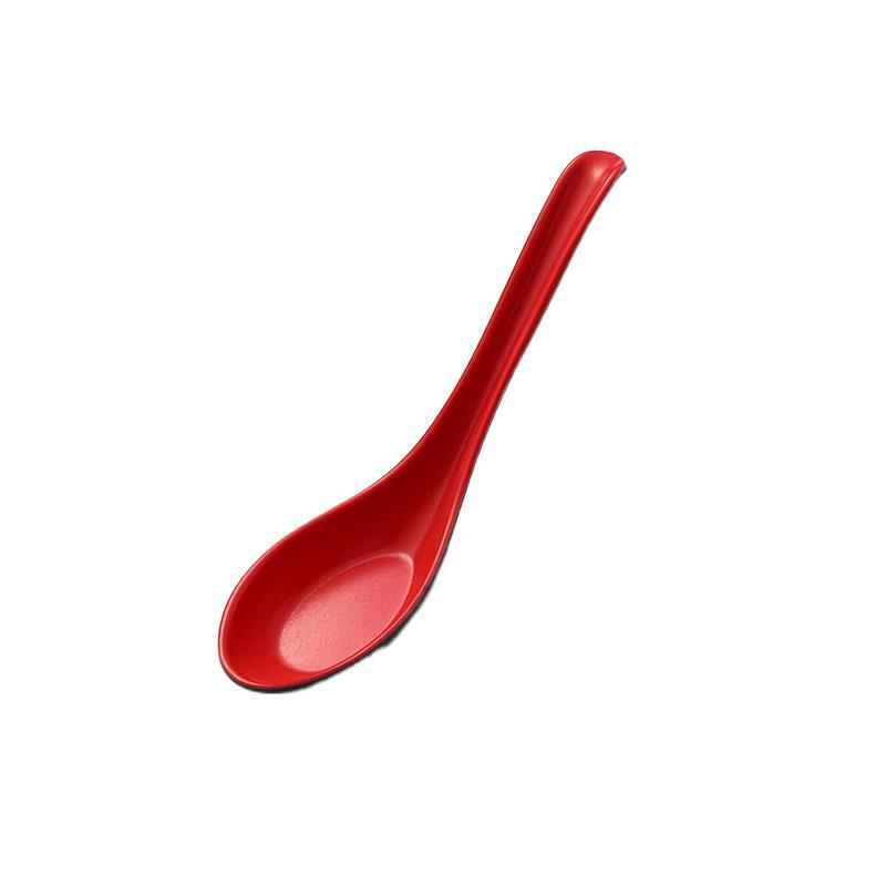 Wholesale plastic spoons, two-color spoons, imitation porcelain tableware, black and red soup spoons, upturned tail hook spoons/spoons, one yuan wholesale Item Picture