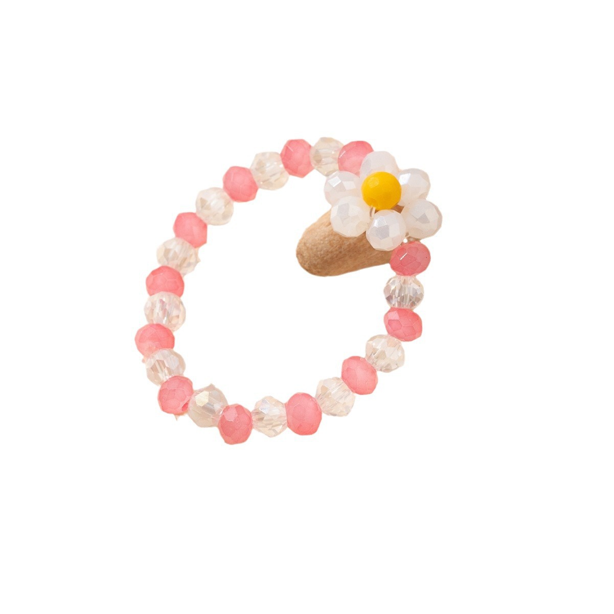 Fresh and elegant elastic rope plum blossom color crystal ring for women, new fashionable and versatile, niche and individual ring jewelry wholesale Item Picture