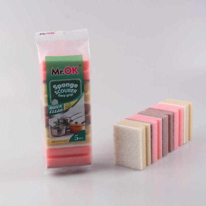 Mr.OK factory direct supply sponge scouring pads, double-sided cleaning sponges, kitchen cleaning sponges, dishwashing sponges, pot scrubbing sponges