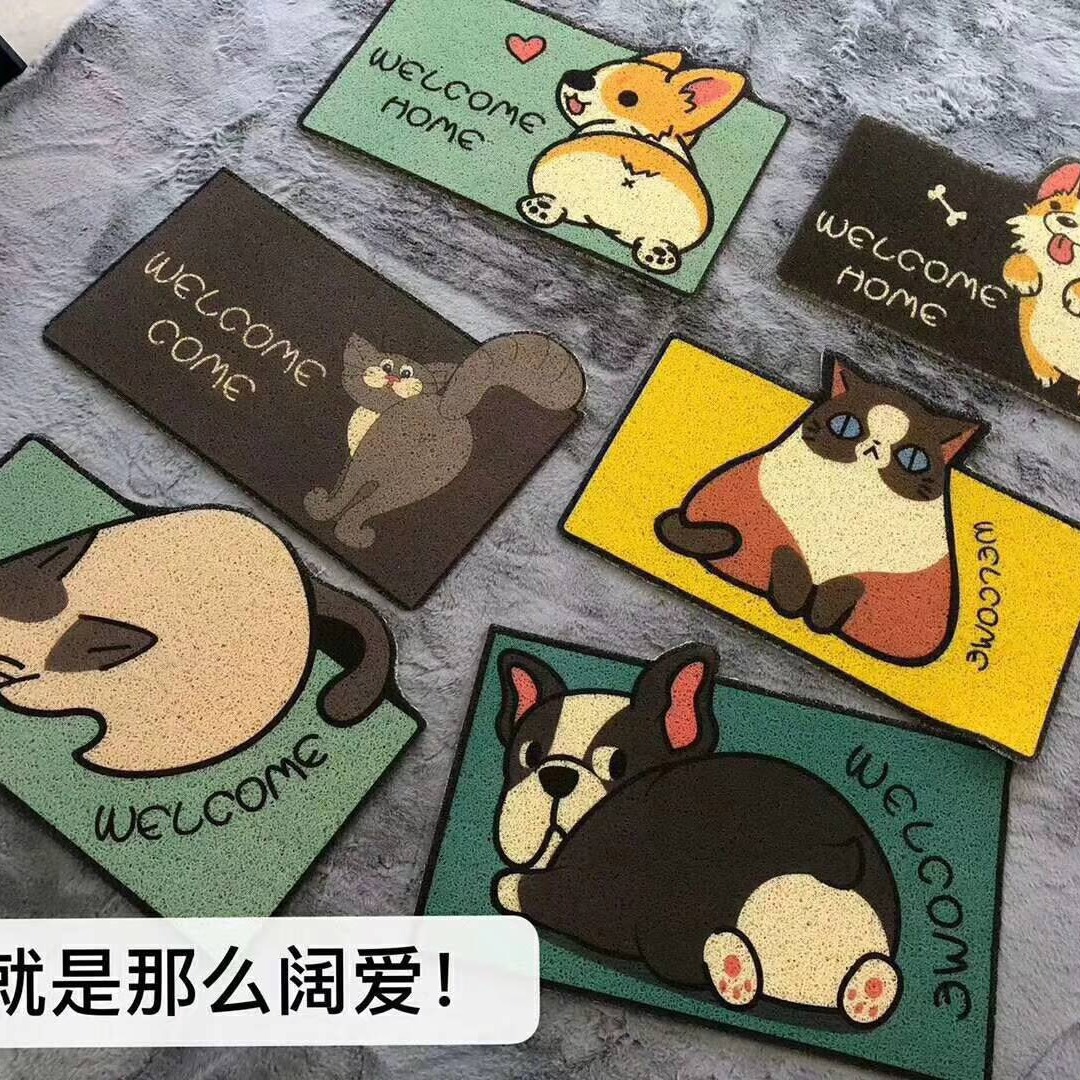 Brushed ring spray-painted pattern pet cat litter, children's cute shape, game, sand and mud scraping, floor mat, PVC floor mat