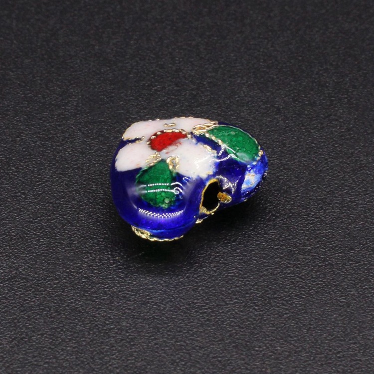 Traditional high-temperature cloisonne enamel filigree silver blue DIY jewelry accessory beads Cloisonne 13# chicken heart details Picture
