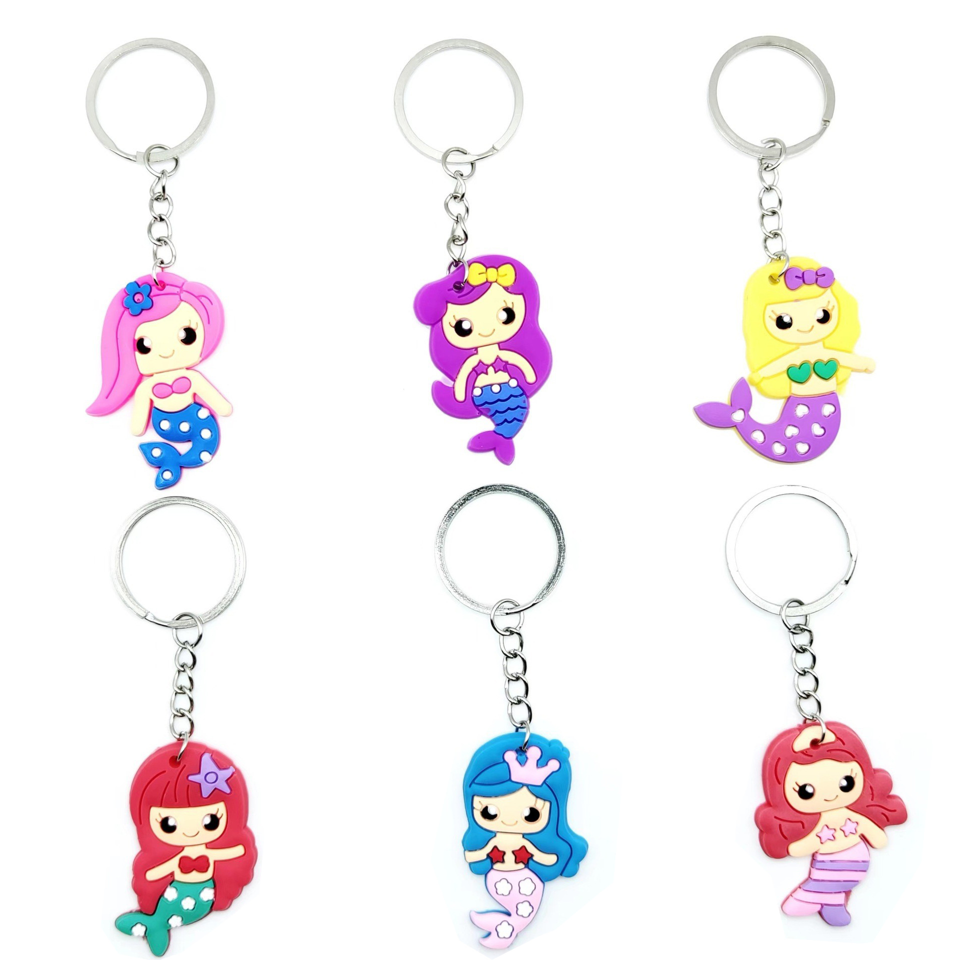 Amazon Cross-border new anime cartoon mermaid keychain PVC soft rubber keychain car luggage pendant