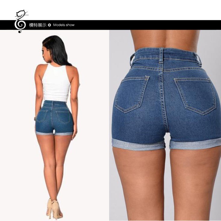 Cross-border supply 2025 New women's clothing from Europe and America, AliExpress Wish bestsellers, denim shorts with rolled edges, sexy hot pants Specification image