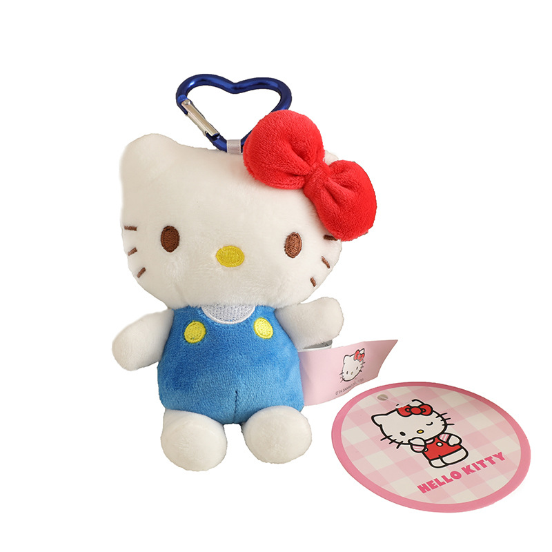 Sanrio official Hello Kitty plush toy, cute cat schoolbag doll, small pendant, KT cat keychain doll Item Picture