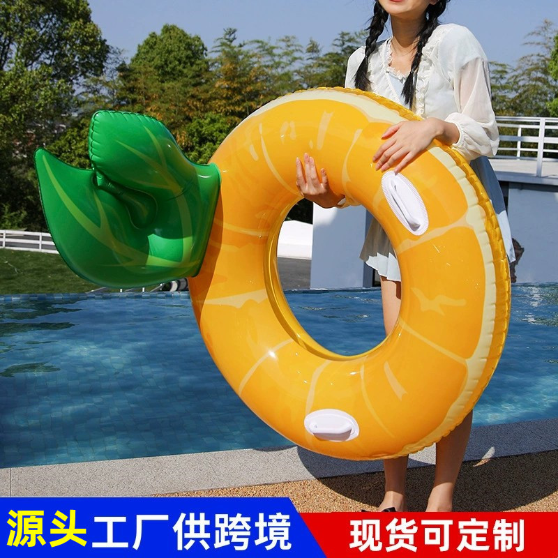 跨境水果靠背游泳圈西瓜牛油果把手腋下圈成人菠萝靠背泳圈批发产品图